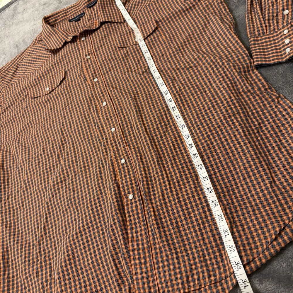 Panhandle Slim Men's Long Sleeve Size XXL 19/37 Orange & Blue Plaid Pearl Snap - Picture 6 of 6
